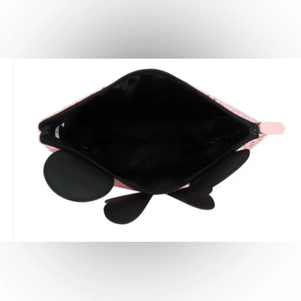 DISNEY MINNIE MOUSE 3D BOW AND EARS TRAPEZOID COSMETIC BAG, BLUSH NWT​​